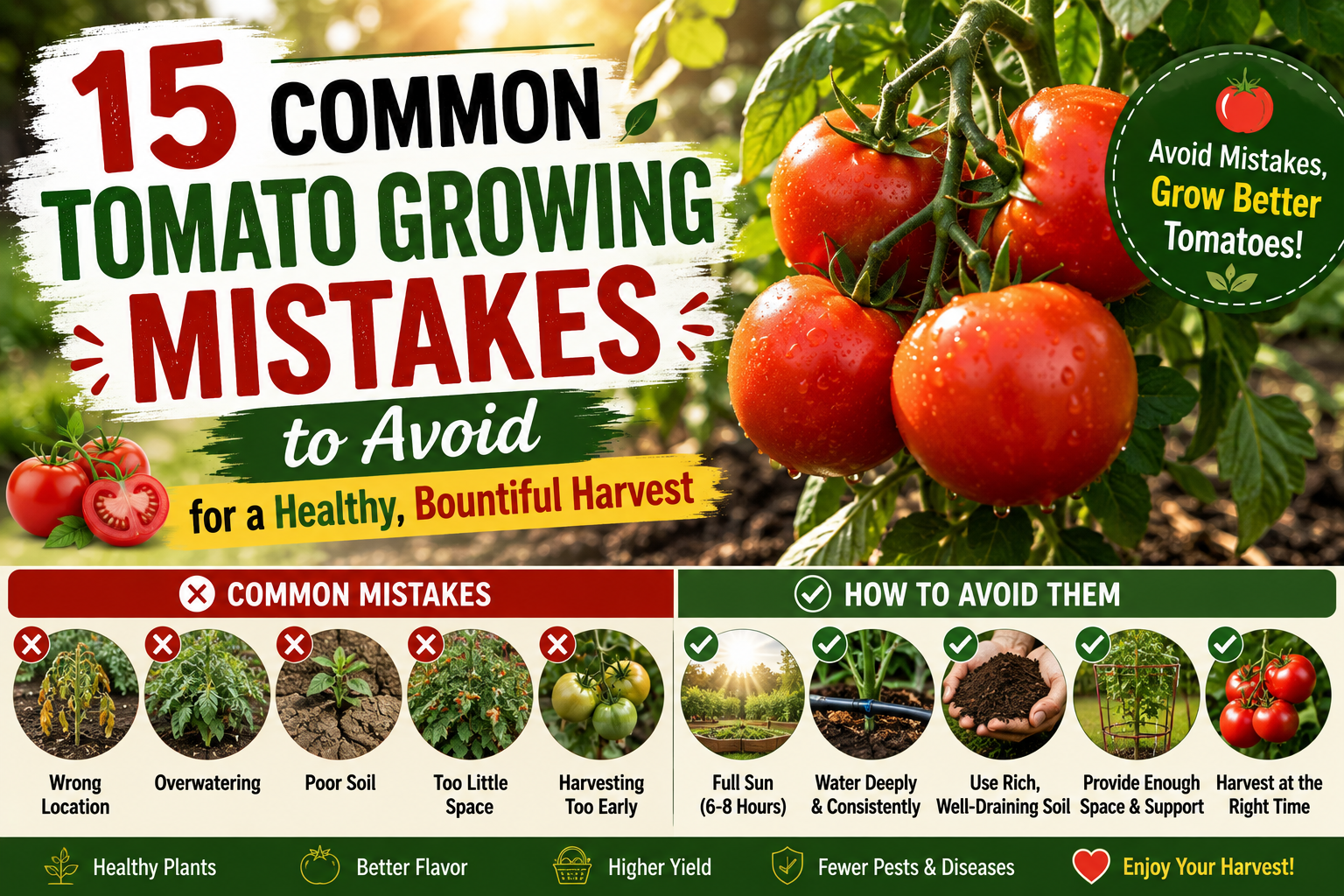 🍅 15 Common Tomato Growing Mistakes to Avoid for a Healthy, Bountiful Harvest