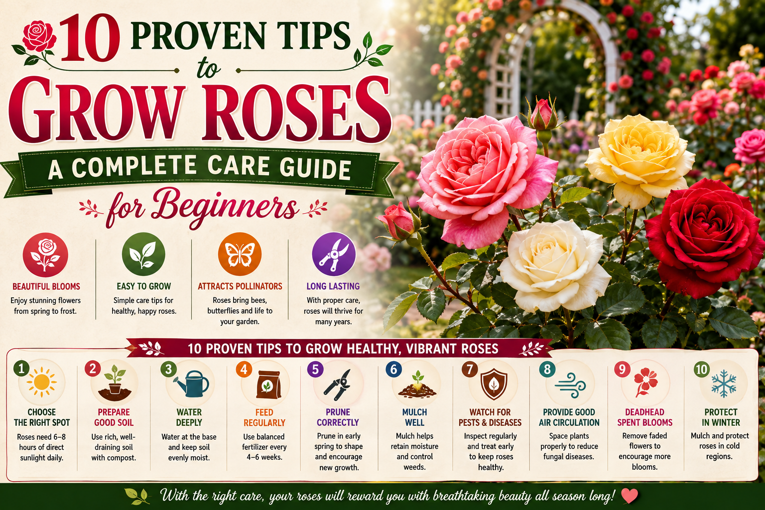 🌹10 Proven Tips to Grow Roses: A Complete Care Guide for Beginners